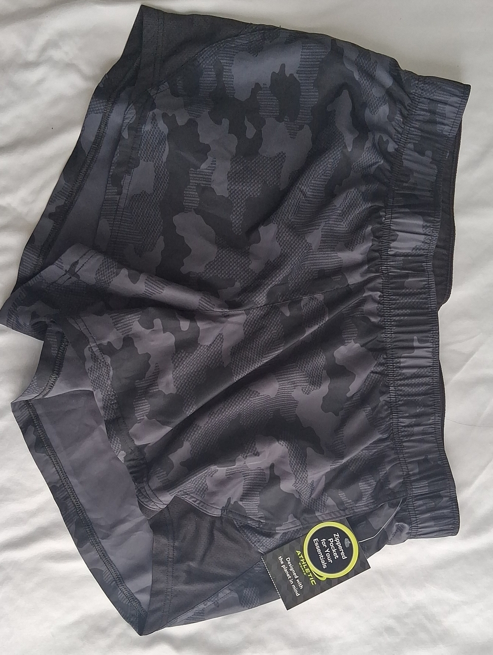 Athletic Works Black & Gray Camo Athletic Shorts